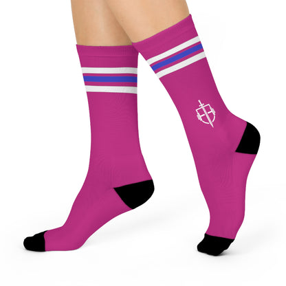 Old School Magenta Crew Socks